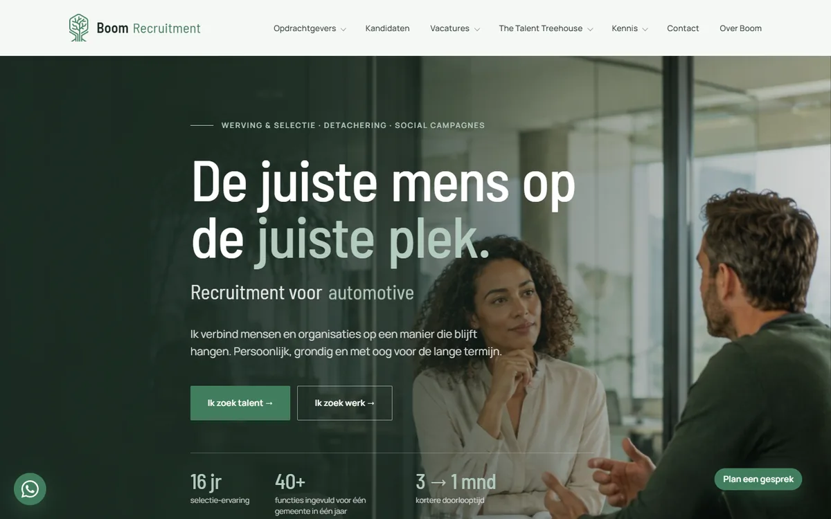 Homepage van Boom Recruitment